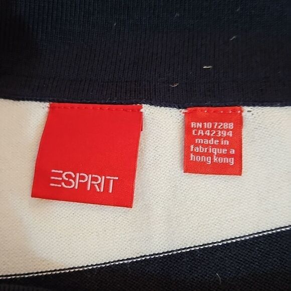 NWT Esprit black & white stripe gatheted side top size Medium - Picture 8 of 13